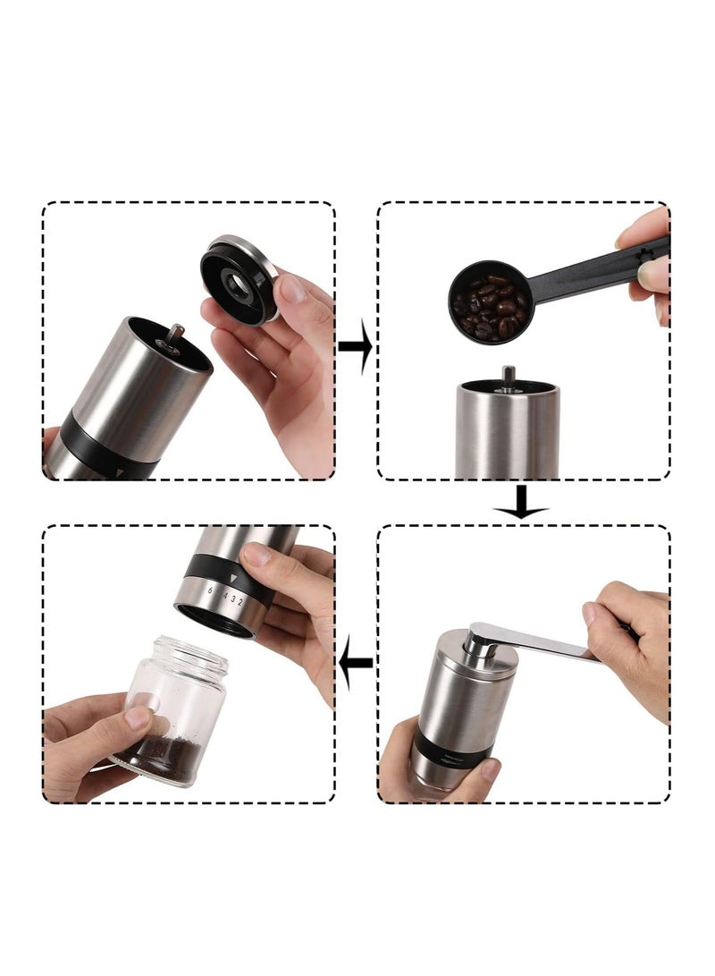 Manual Coffee Grinder & 50pcs Filter Paper Bags, Portable Hand Crank Coffee Beans Mill with Haning Drip Coffee Bags for Camping Travel, Home Office Coffee Machine Blender with Adjustable Coarseness