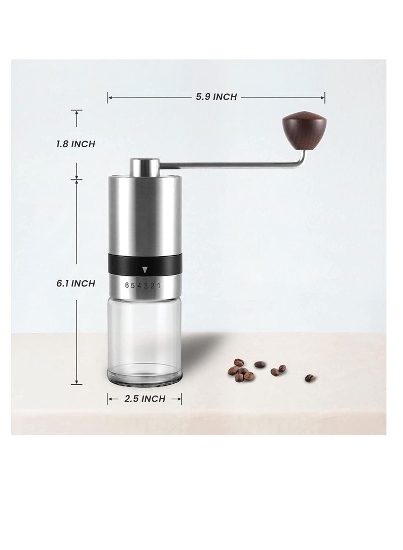 Manual Coffee Grinder & 50pcs Filter Paper Bags, Portable Hand Crank Coffee Beans Mill with Haning Drip Coffee Bags for Camping Travel, Home Office Coffee Machine Blender with Adjustable Coarseness