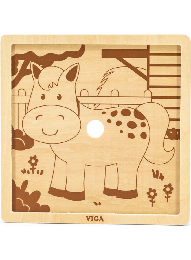 9-Piece Wooden Horse Puzzle