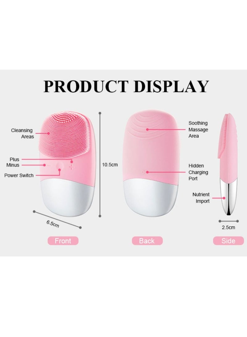 Sonic Facial Cleansing Brush, Soft Silicone Face Brush, Waterproof Electric Facial Cleansing Brush, Face Massager, Fit for All Skin Exfoliation,  + Focallure Ireneda Refreshing Facial Cleanser- 60g