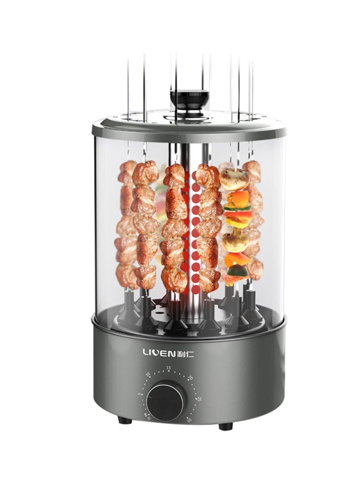 Automatic 360° Rotating Electric BBQ Grill Machine - Smokeless, High Temperature Control, 12-Skewer Capacity 1100W