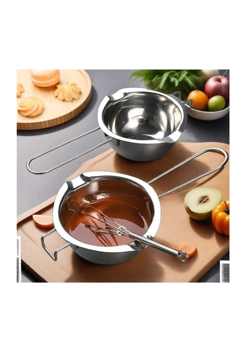 Chocolate Melting Pot 2 Pack Stainless Steel Double Boiler Melting Pot for Melting Chocolate Butter Cheese Caramel and Candy (Silver)