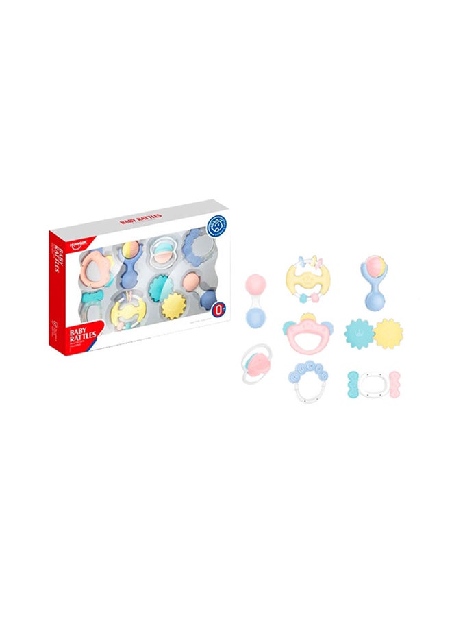 8-Piece Teether Rattle Toys Set Easy To Clean Bright Colors Durable And Unique Detailed Design 41.4x26.2x5.5cm