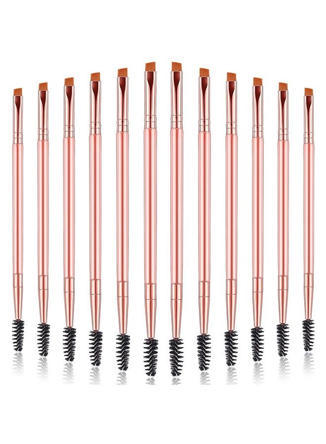 12 Pieces Eyebrow Brush Angled Eye Brow Brush And Spoolie Brush Double Ended Eyebrow Brushes Multifunctional Mini Eyelash Brushes For Precision Application Blending Tinting Eyebrow Powders Waxes Gels