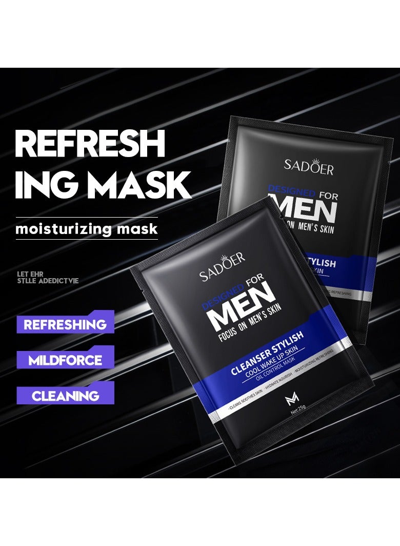 Facial Mask Cool Hydrating and Moisturizing men's Oil Control Mask Boxed Soothing and Acne Rremoval