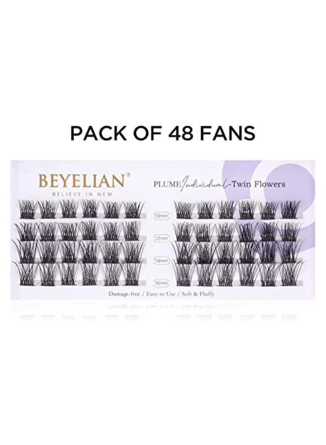 Ash Extension,Individual Cluster False Eyelashes Extension Natural Look Reusable Glue Bonded Black Super Thin Band 48 Lash Clusters Mix By Beyelian (Style3 0.07 Mix Black Band)