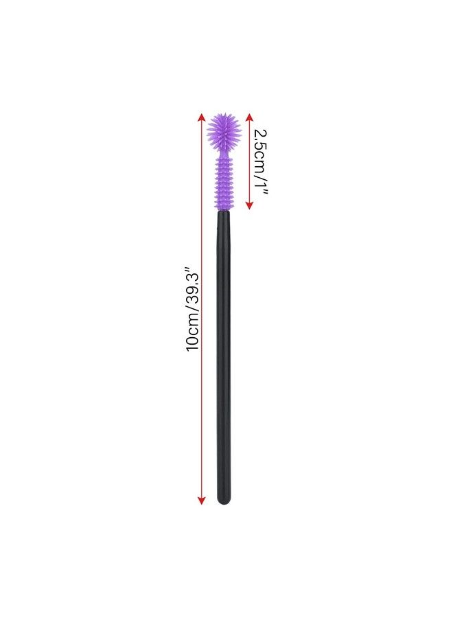 50Pcs Disposable Silicone Eyelash Mascara Wands Brushes Cosmetic Eyelash Extension Applicators Professional Makeup Tool Set (Purple)