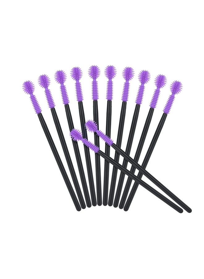 50Pcs Disposable Silicone Eyelash Mascara Wands Brushes Cosmetic Eyelash Extension Applicators Professional Makeup Tool Set (Purple)