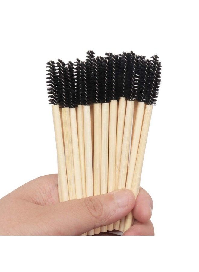 100 Pack Bamboo Handle Mascara Wands Disposable Eyelash Brushes Ecofriendly Lash Extension Tool Black