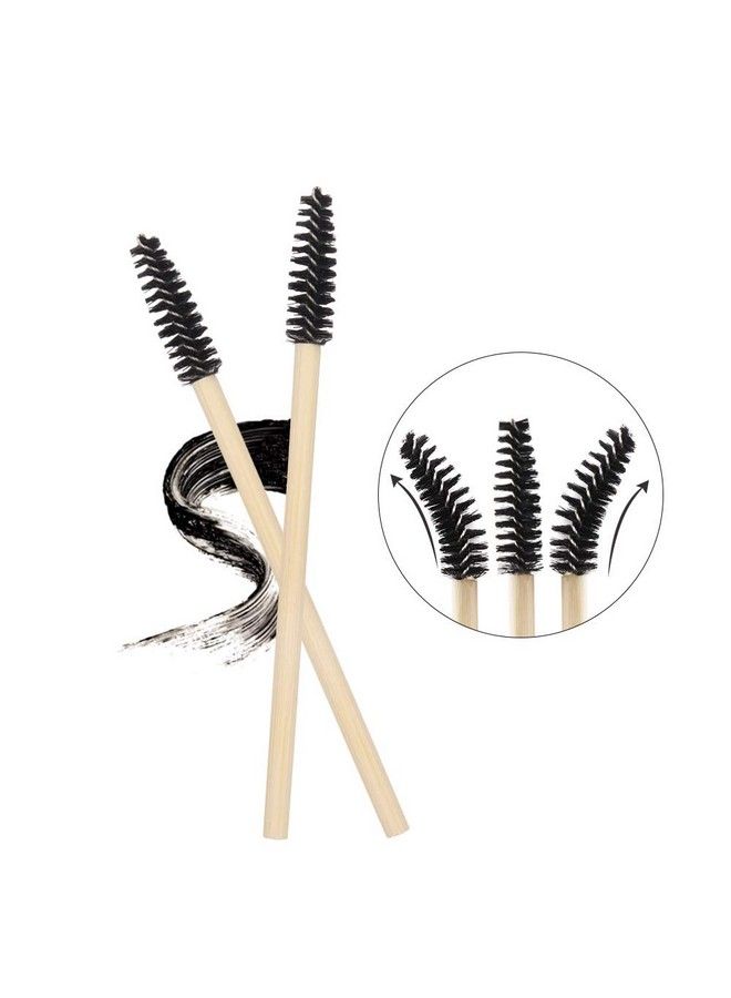 100 Pack Bamboo Handle Mascara Wands Disposable Eyelash Brushes Ecofriendly Lash Extension Tool Black