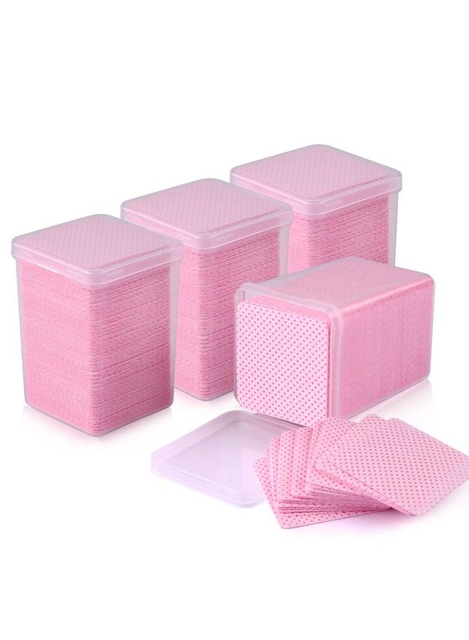 800 Pcs Lint Free Nail Wipes Eyelash Extension Glue Wipes Lash Glue Cleaning Pads Adhesive Wipes Nail Polish Remover Wipes For Lash Extension Supplies (Pink)