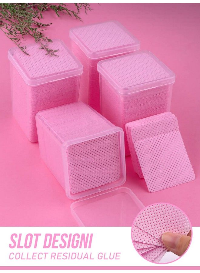 800 Pcs Lint Free Nail Wipes Eyelash Extension Glue Wipes Lash Glue Cleaning Pads Adhesive Wipes Nail Polish Remover Wipes For Lash Extension Supplies (Pink)