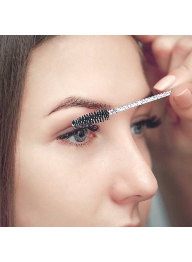 100Pcs Crystal Mascara Wands Disposable Eyelash Eyebrow Spoolie Brush For Makeup Eyelash Extensions(Black)