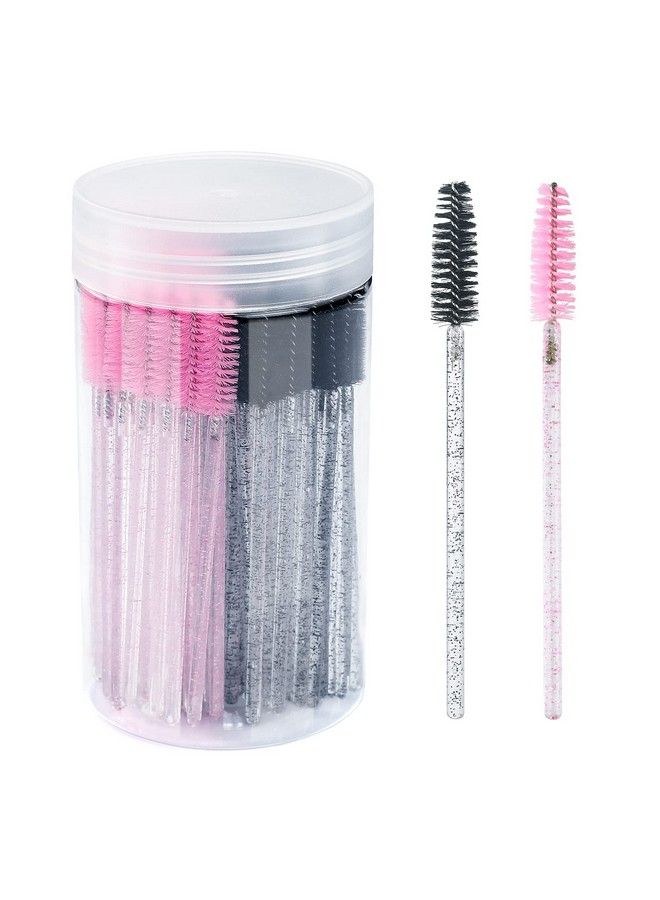 100Pcs Crystal Mascara Wands Disposable Eyelash Eyebrow Spoolie Brush For Makeup Eyelash Extensions(Black)