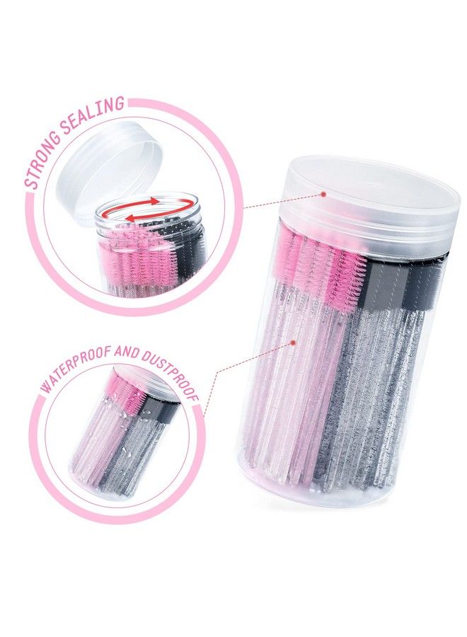 100Pcs Crystal Mascara Wands Disposable Eyelash Eyebrow Spoolie Brush For Makeup Eyelash Extensions(Black)