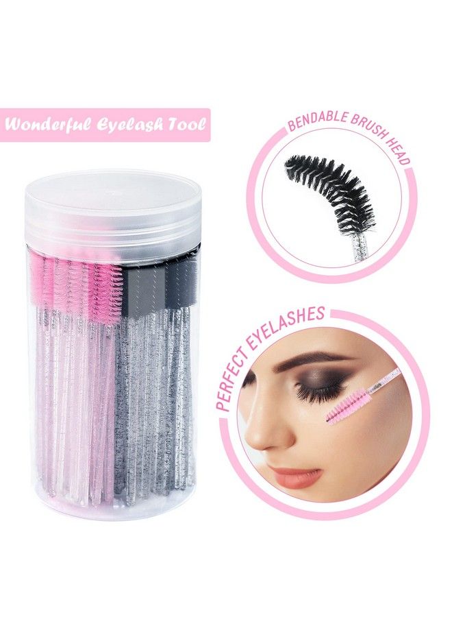 100Pcs Crystal Mascara Wands Disposable Eyelash Eyebrow Spoolie Brush For Makeup Eyelash Extensions(Black)