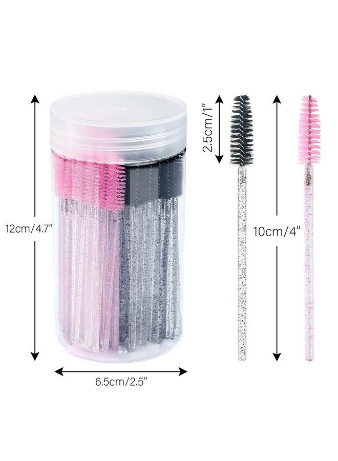 100Pcs Crystal Mascara Wands Disposable Eyelash Eyebrow Spoolie Brush For Makeup Eyelash Extensions(Black)