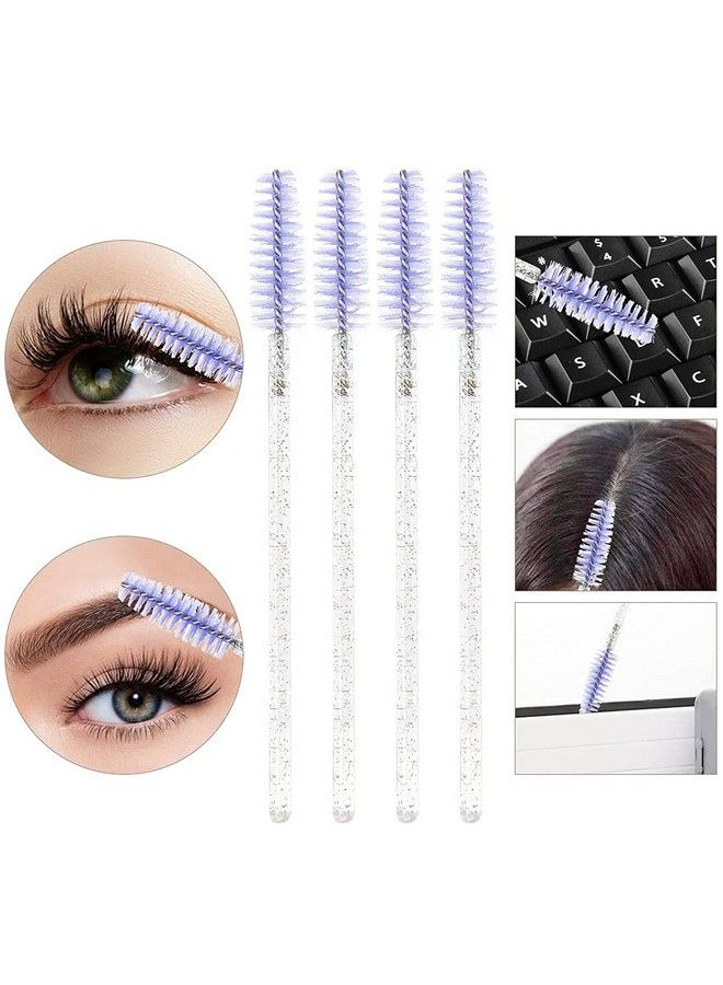 300Pcs Disposable Mascara Wands Spoolie Brush Crystal Eyebrow Brushes Eyelash Extension Applicator Makeup Kits.Myaokueup (Whitelight Purple)