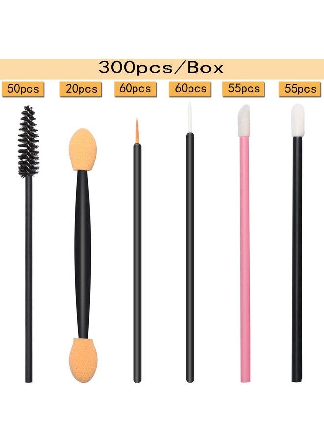 300Pcs Disposable Makeup Tool Kitbrow Brush/Mascara Brush/Lip Applicators/Eyeshadow Applicators/Eyeliner Brushjassins Makeup Disposable Accessories With Organizer Box