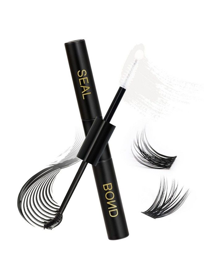 Lash Bond And Seal For Lash Clusters Strong Hold Eyelash Bond And Seal Lash Glue Long Lasting 48H Lash Cluster Glue For Diy Lash Extension Individual Lashes 2In1(5Ml Black Glue+5Ml Clear Seal)