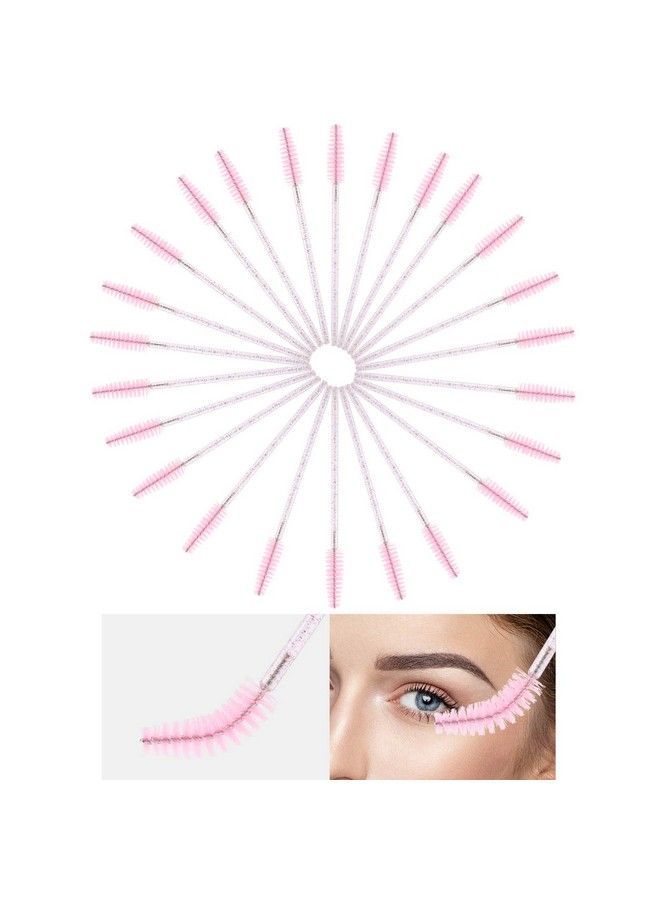 200 Disposable Mascara Wand And Lipstick Applicator Wands Crystal Lip Gloss Brush Lash Spoolies For Eyelash Extensions (Pink)