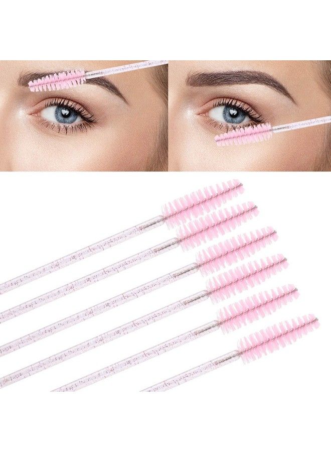 200 Disposable Mascara Wand And Lipstick Applicator Wands Crystal Lip Gloss Brush Lash Spoolies For Eyelash Extensions (Pink)