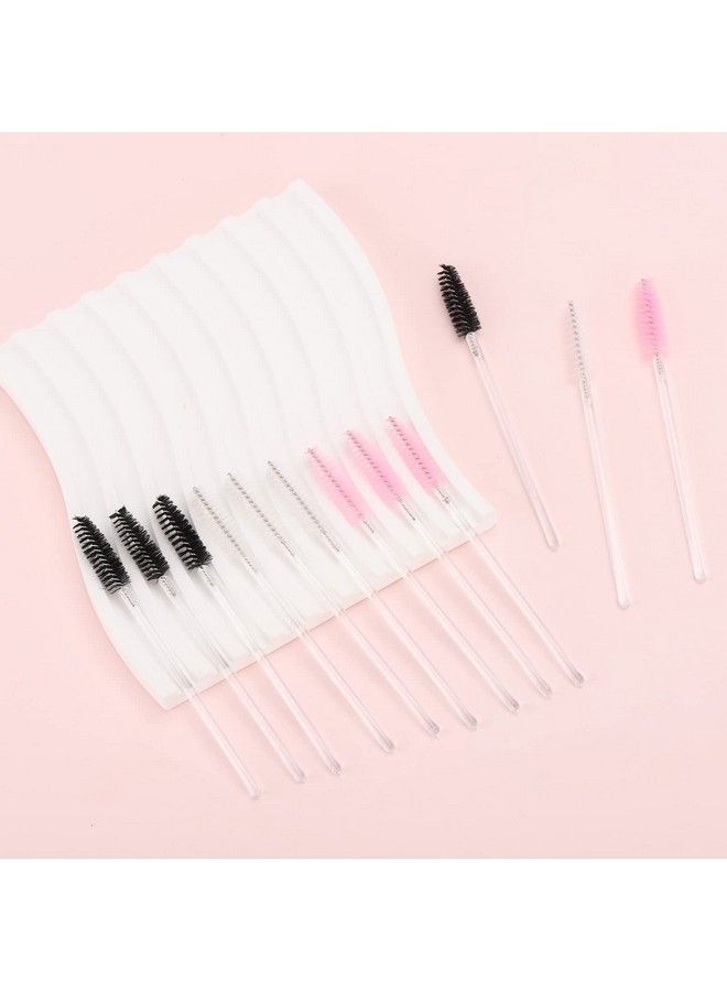 300 Pcs Disposable Black White Pink Spoolies Mascara Wand Eyelashes Brushes For Eyebrow Eye Lash Extension In Clear Stick