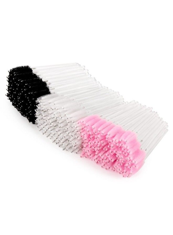 300 Pcs Disposable Black White Pink Spoolies Mascara Wand Eyelashes Brushes For Eyebrow Eye Lash Extension In Clear Stick