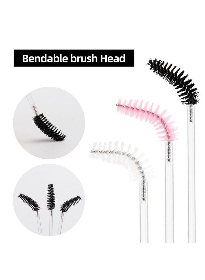 300 Pcs Disposable Black White Pink Spoolies Mascara Wand Eyelashes Brushes For Eyebrow Eye Lash Extension In Clear Stick