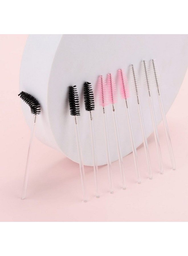 300 Pcs Disposable Black White Pink Spoolies Mascara Wand Eyelashes Brushes For Eyebrow Eye Lash Extension In Clear Stick