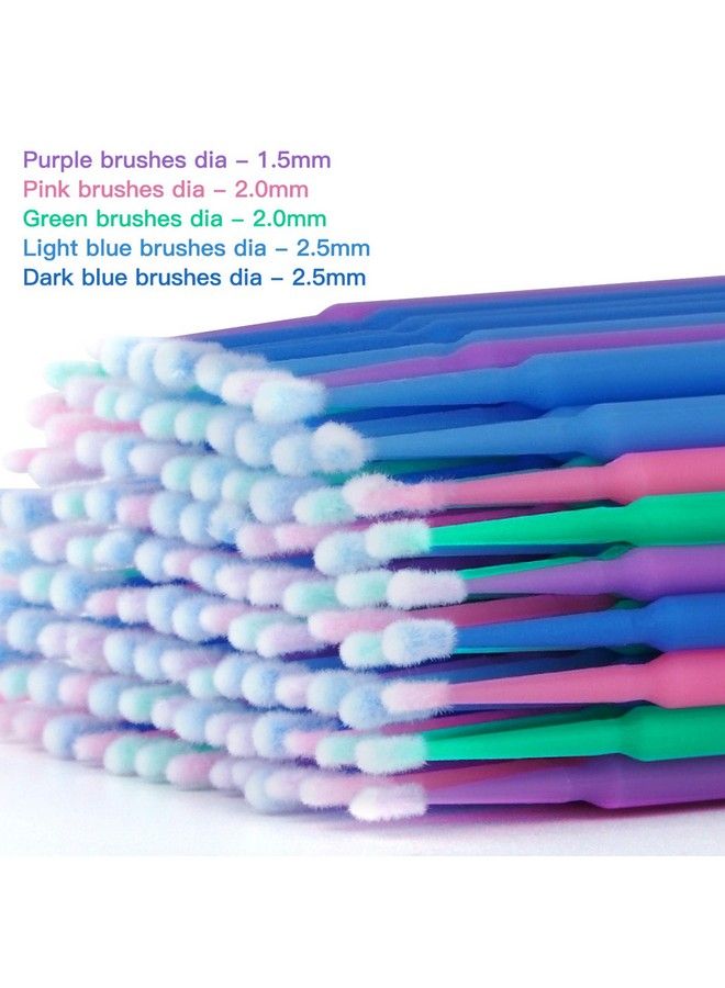 500 Pcs Disposable Microbrush Applicators Microfiber Wands For Eyelashes Extensions And Makeup Application (Head Diameter: 1.5/ 2.0/ 2.5 Mm)