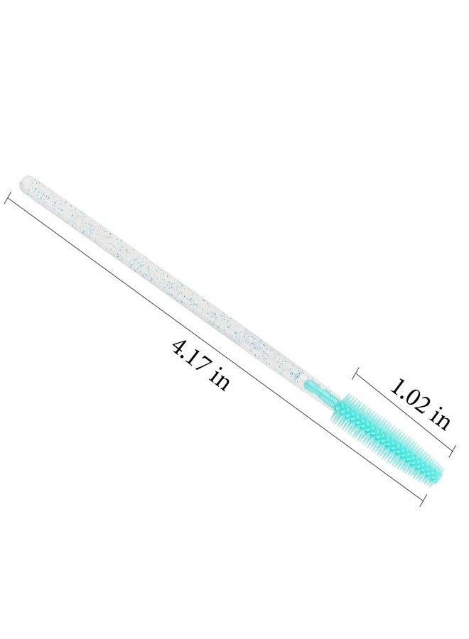 100 Pcs Silicone Mascara Wands Disposable Eyelash Brushes For Extensions Lash Applicators Makeup Tool Kit (Crystal Blue/Mint Green)