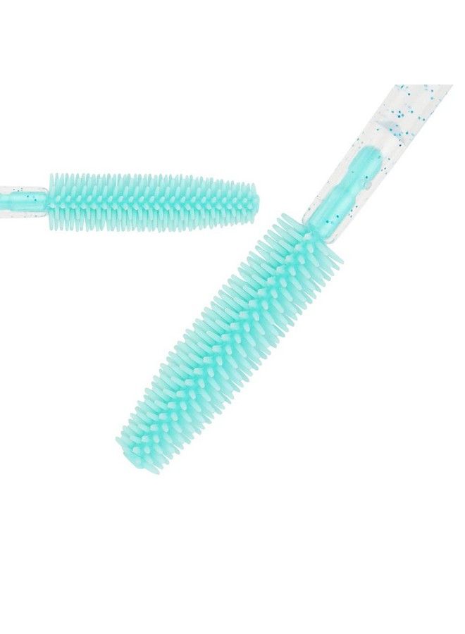 100 Pcs Silicone Mascara Wands Disposable Eyelash Brushes For Extensions Lash Applicators Makeup Tool Kit (Crystal Blue/Mint Green)