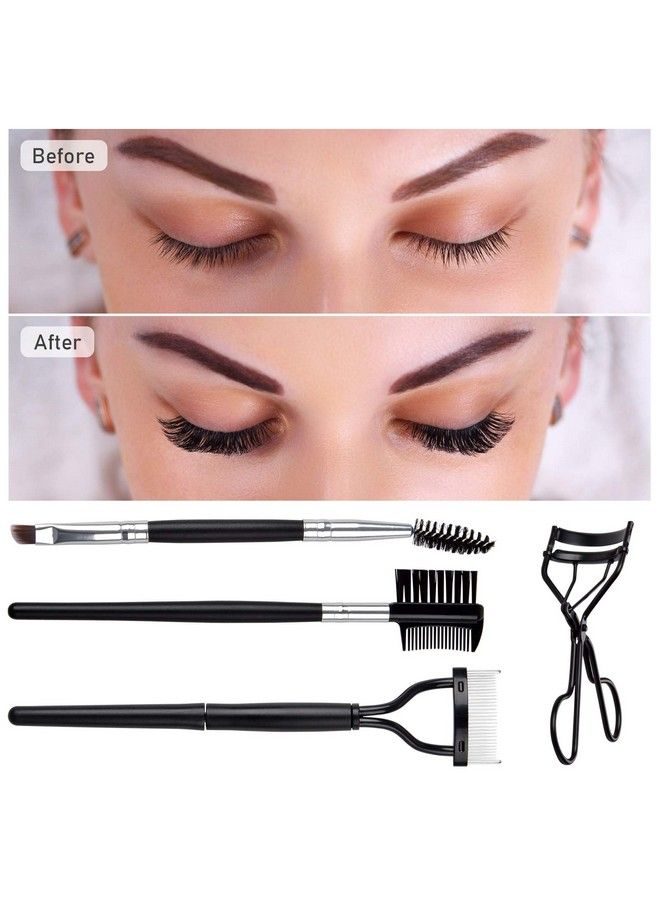 Eyelash Comb Brush Tools Ebanku 4Pcs Eyebrow Brush Comb Eyelashes Curler Lash Separator Tool Double Ended Professional Eye Brow Spoolie Brushes For Makeup Grooming (Black)