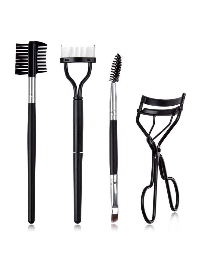 Eyelash Comb Brush Tools Ebanku 4Pcs Eyebrow Brush Comb Eyelashes Curler Lash Separator Tool Double Ended Professional Eye Brow Spoolie Brushes For Makeup Grooming (Black)