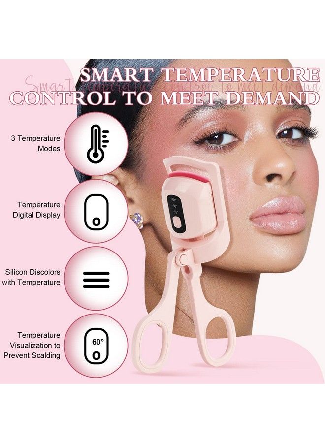 Heated Eyelash Curlers Electric Eyelash Curler Natural Curling Eye Lashes With Fast Preheat 3 Heating Modes Rechargeable & Long Lasting