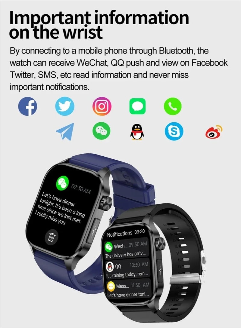 New Blood Lipids Uric Acid Blood Glucose Smart Watch ECG+PPG+HRV Heart Rate Blood Body Composition Bluetooth Call Smartwatch