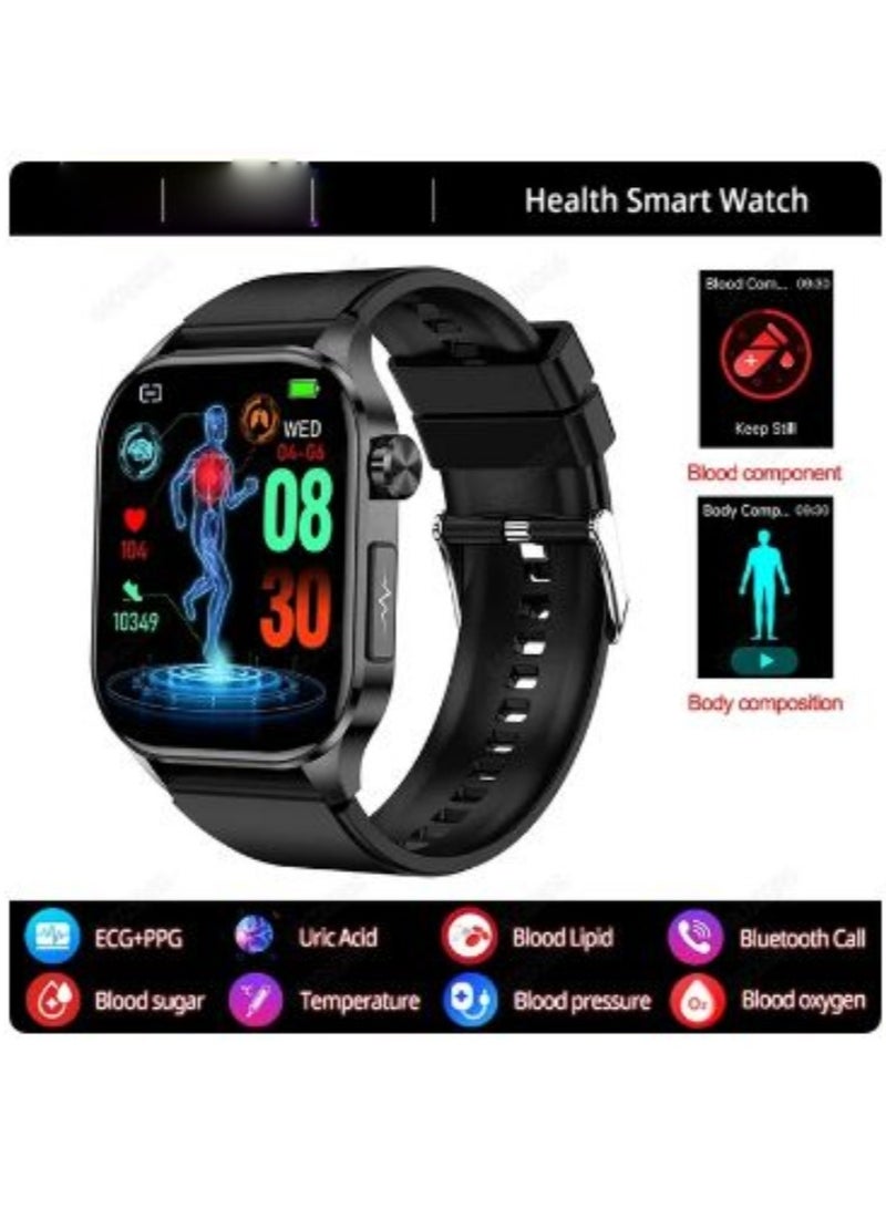 New Blood Lipids Uric Acid Blood Glucose Smart Watch ECG+PPG+HRV Heart Rate Blood Body Composition Bluetooth Call Smartwatch