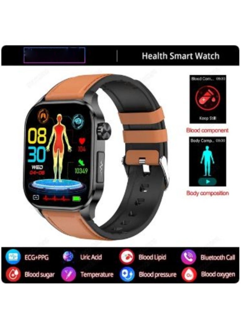 New Blood Lipids Uric Acid Blood Glucose Smart Watch ECG+PPG+HRV Heart Rate Blood Body Composition Bluetooth Call Smartwatch