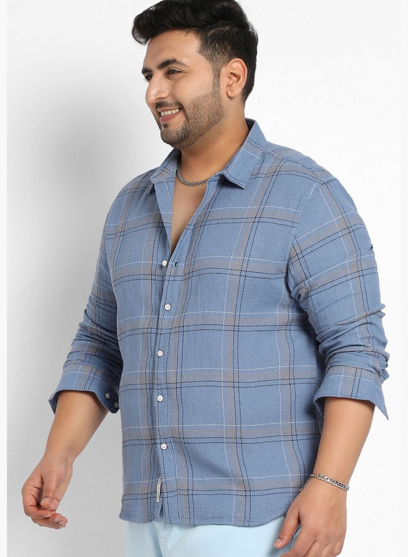 Checkered Spread Collar Long Sleeve Shirt