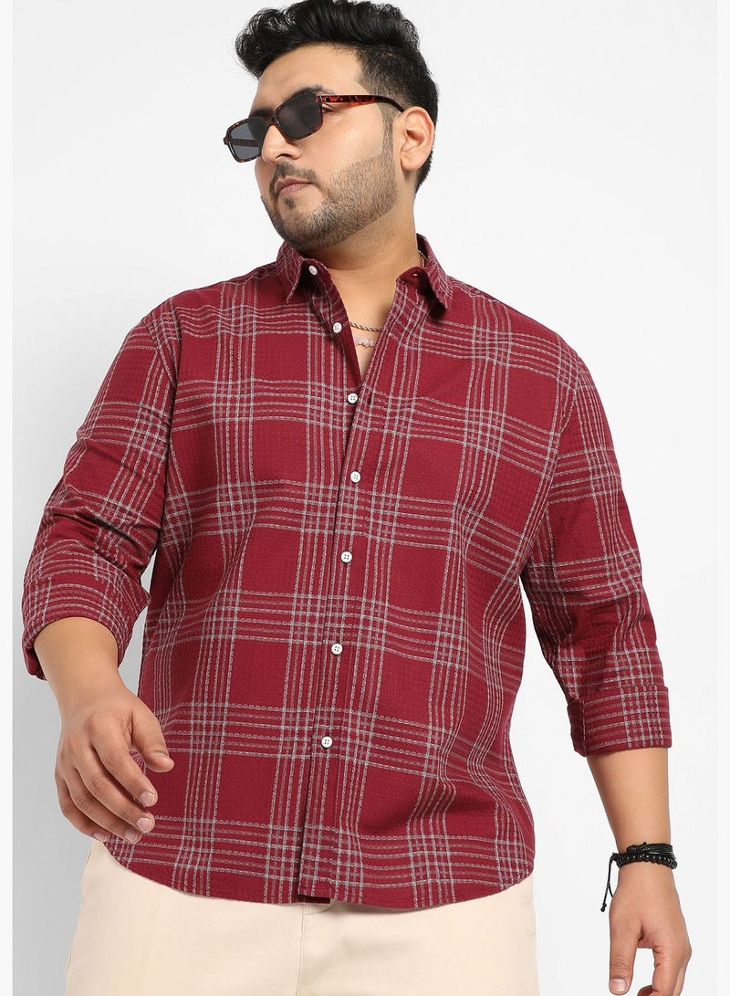 Checkered Spread Collar Long Sleeve Shirt