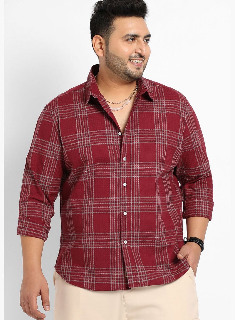 Checkered Spread Collar Long Sleeve Shirt