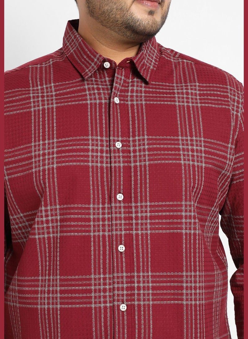 Checkered Spread Collar Long Sleeve Shirt