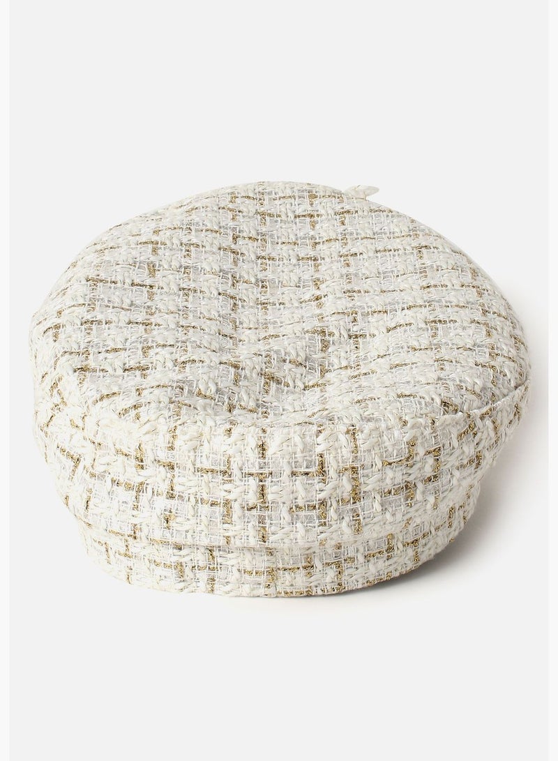 Textured Breton Hat with Chain Detail