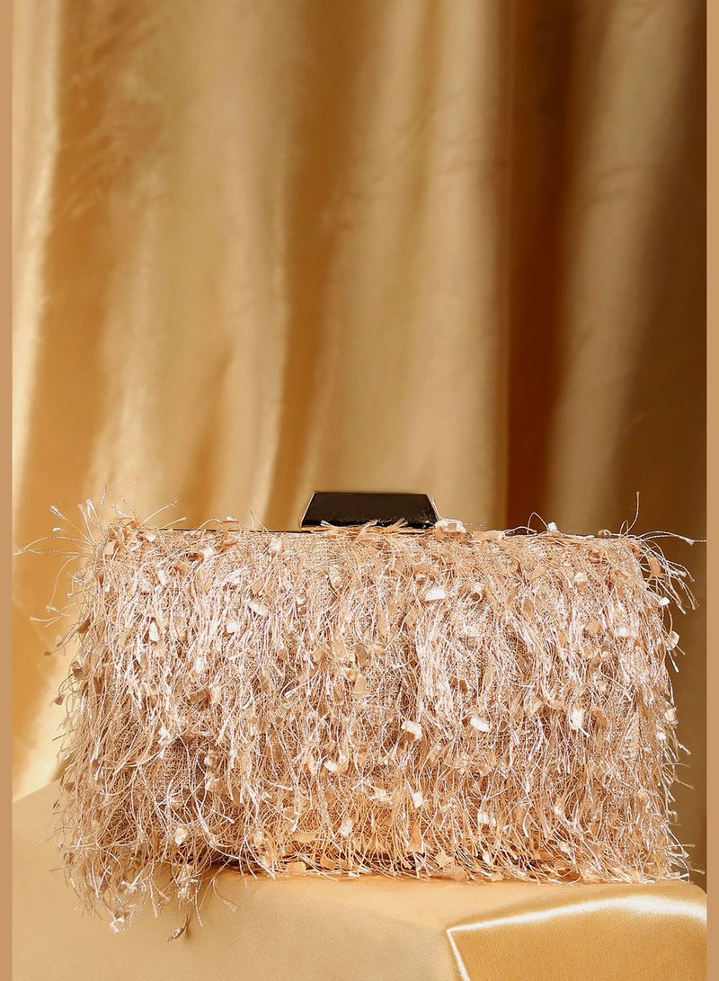 Textured Party Regular Clutch Bag with Push Lock For Women