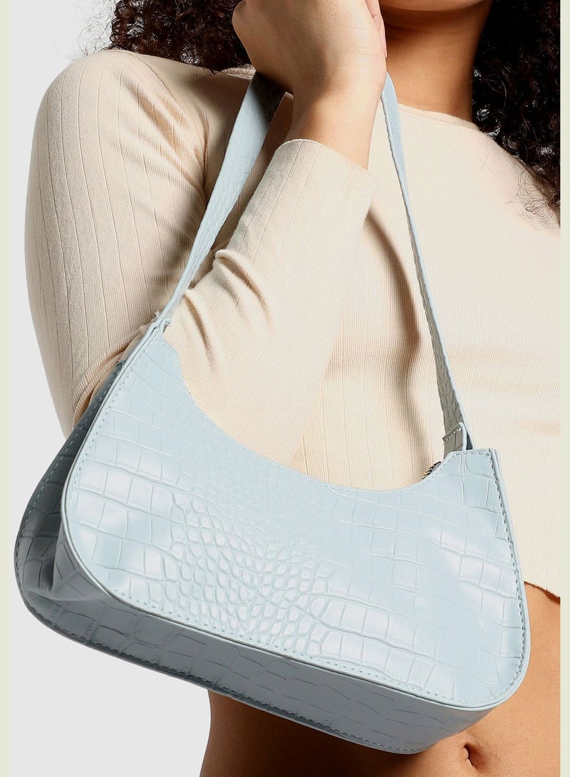 Textured Casual Regular Shoulder Bag with Zip Lock For Women