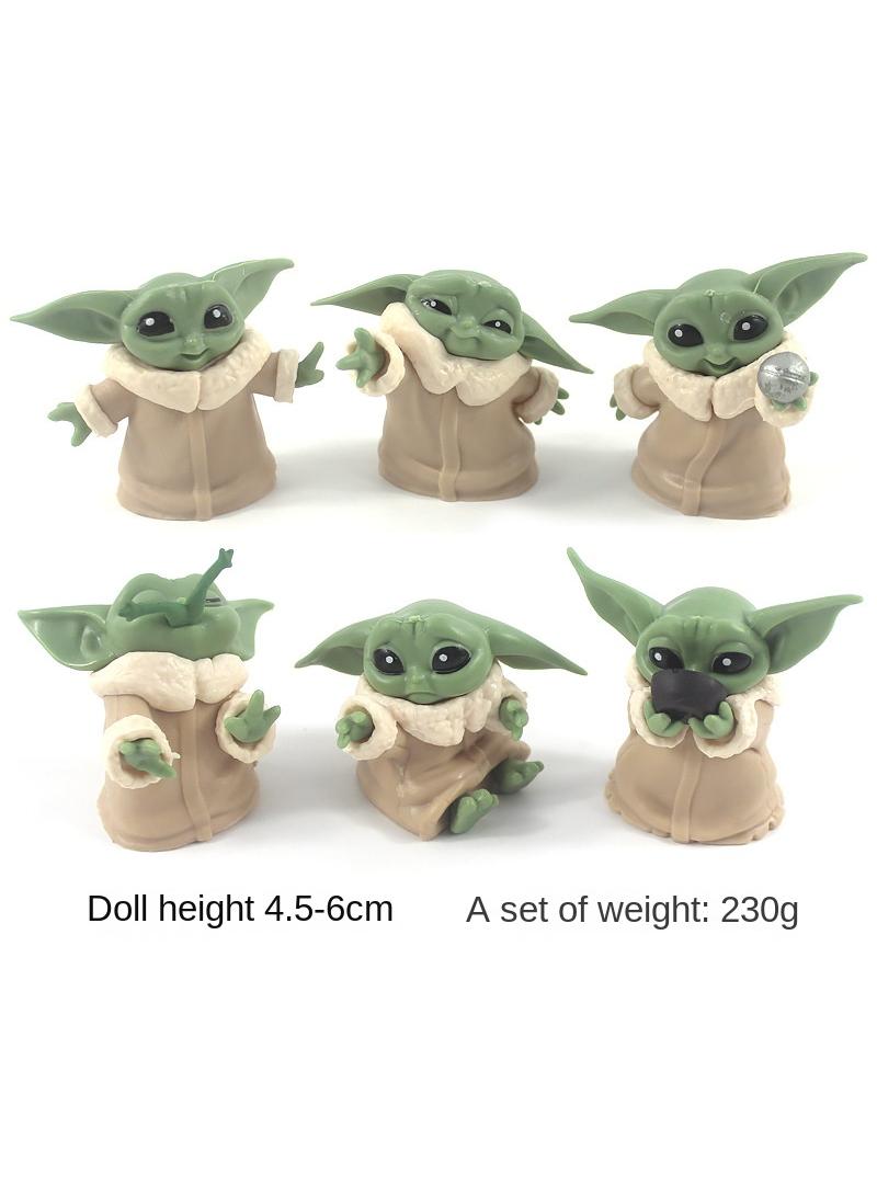 6 Pcs Star Wars Master Yoda Baby Cartoon Toy Set Best Gift for Kids Adults Fans Children's Day Gift