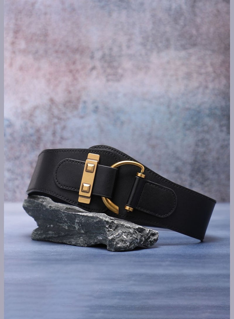 Casual Solid Stretchable PU Leather Waist Belt For Women