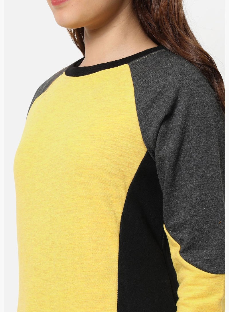 Women's Colour-Blocked Regular Fit Sweatshirt For Winter Wear