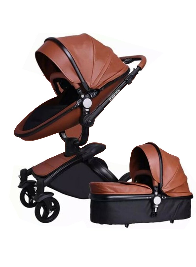 Luxury Baby Stroller 3 In 1 Fashion Carriage Gold Frame Pram